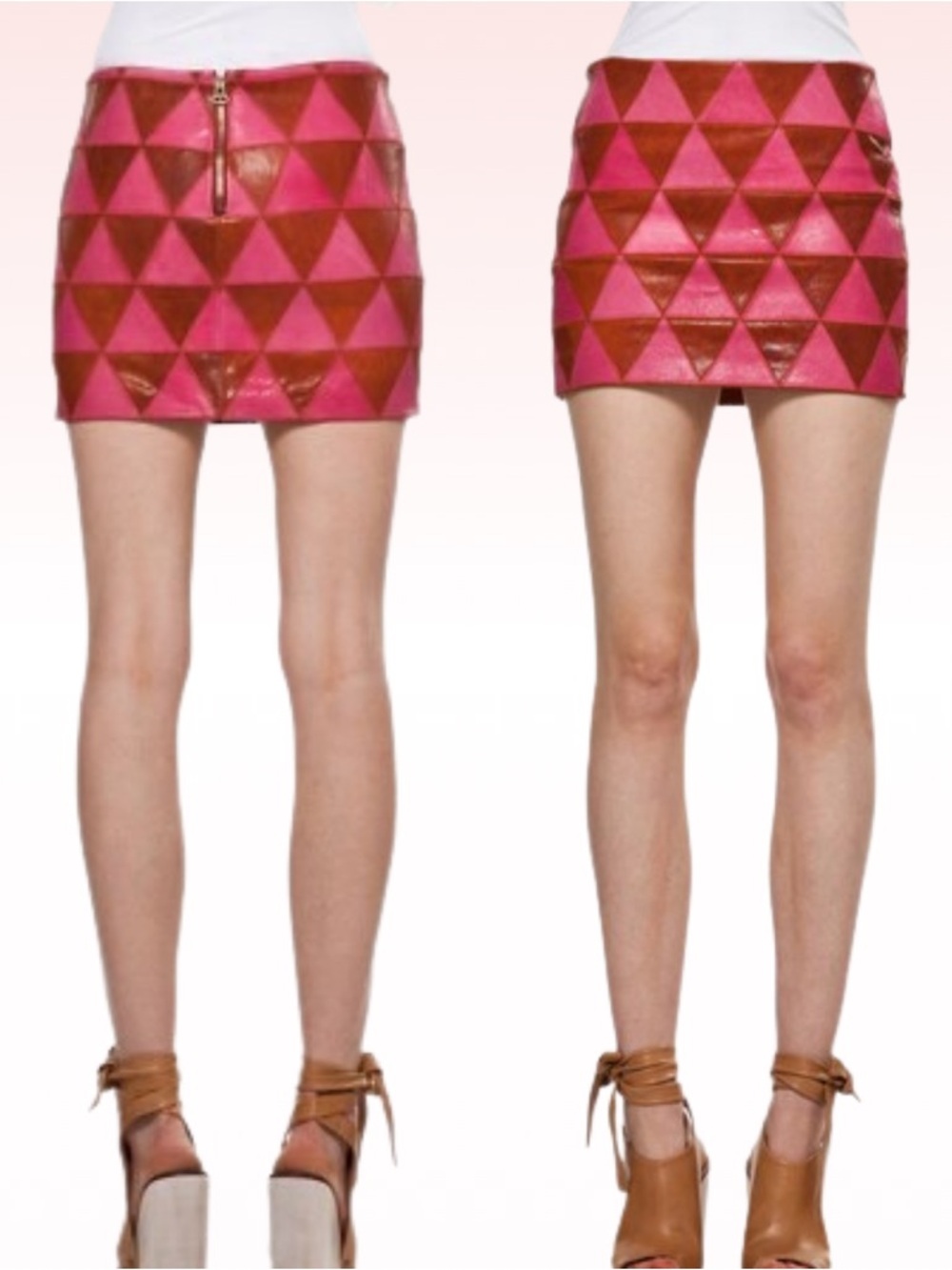 KELLY WEARSTLER Iraz Magenta Pink Lamb Leather Mini Skirt (Sz 0)